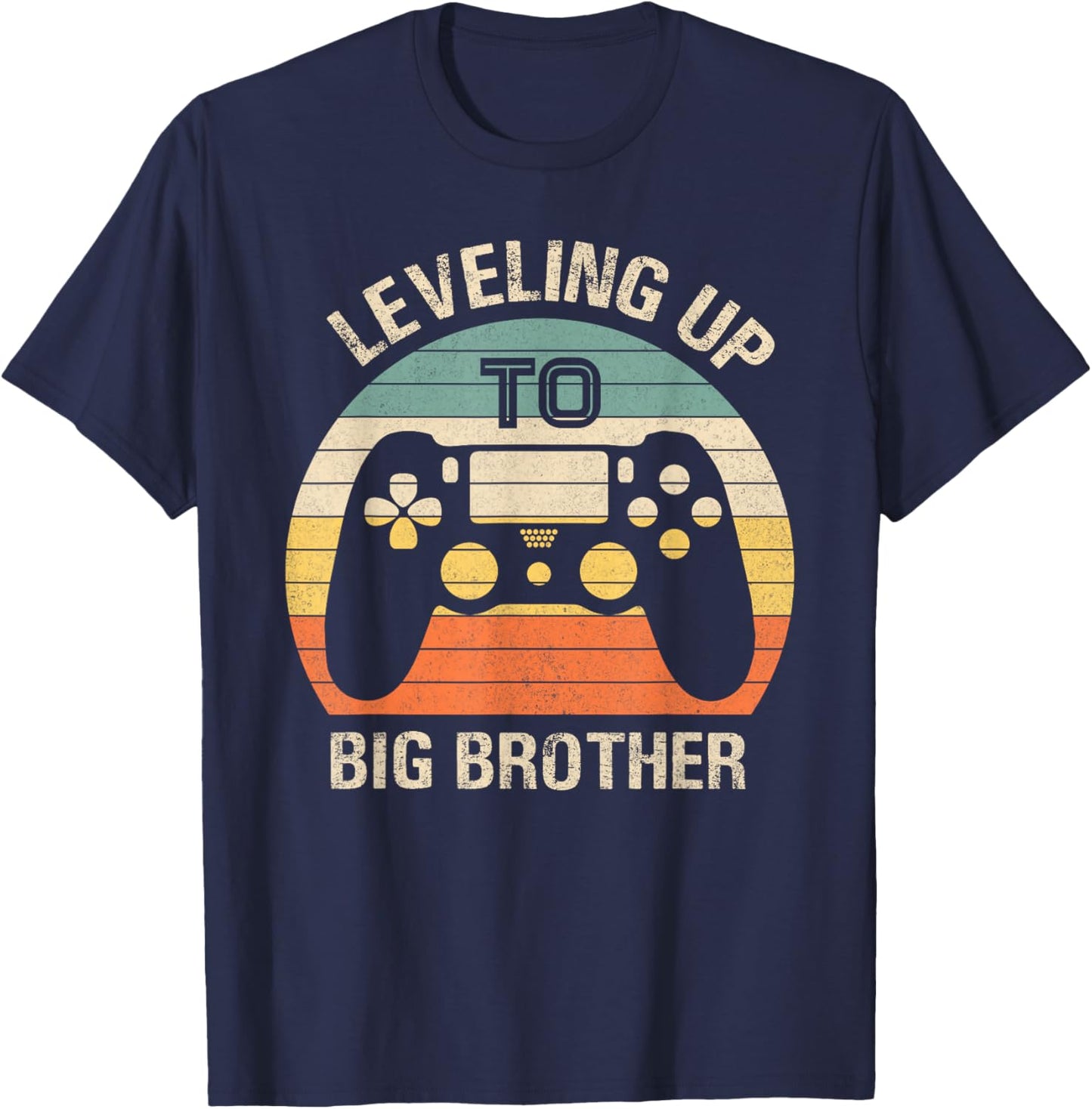 Leveling up to Big Brother 2025 funny gamer vintage kids men T-Shirt - T-Shirt | Navy