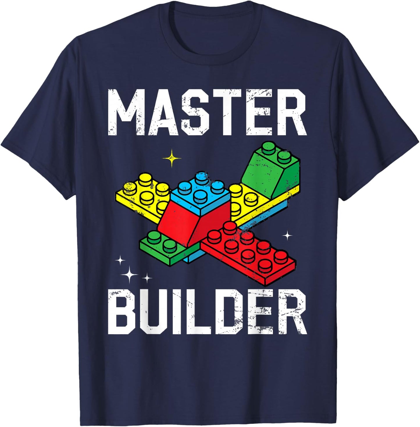 Master Builder Kids Building Blocks Brick Toy for Boys & Men T-Shirt - T-Shirt | Navy