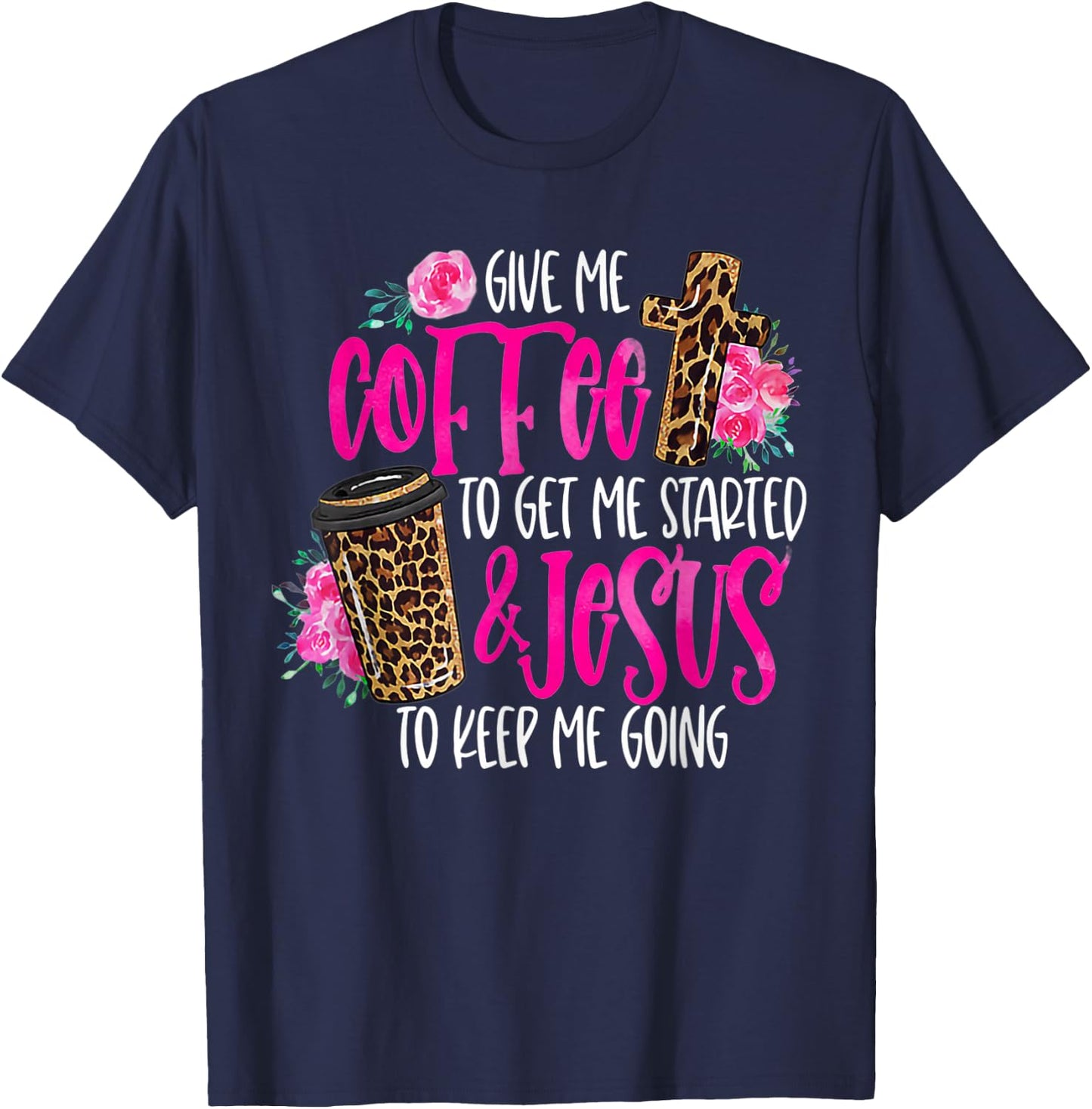 Coffee and Jesus Women's Misses Plus Size Teacher T-Shirt - T-Shirt | Navy