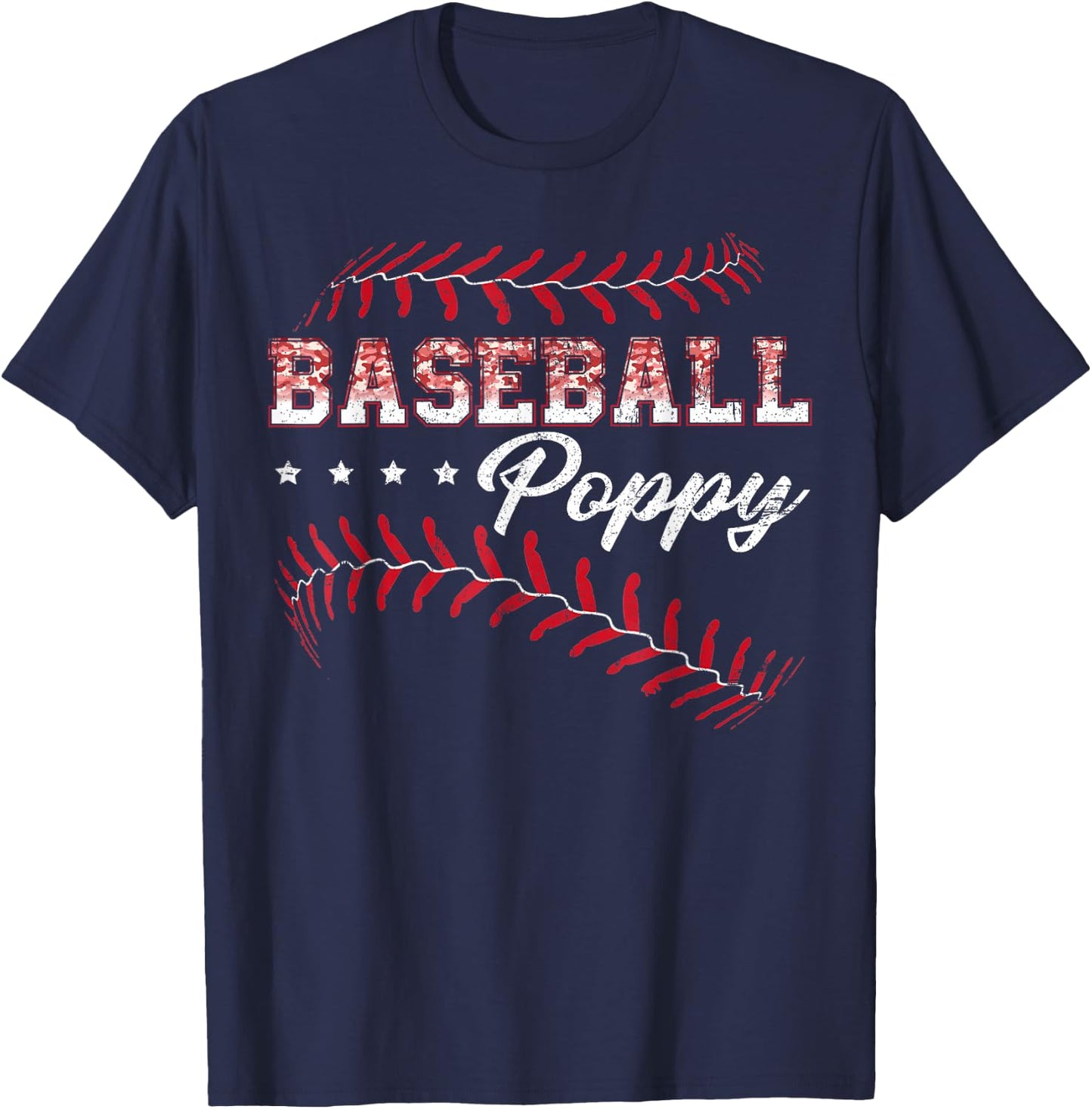 Baseball Poppy Funny Baseball Player Sports Fathers Day T-Shirt - T-Shirt | Navy