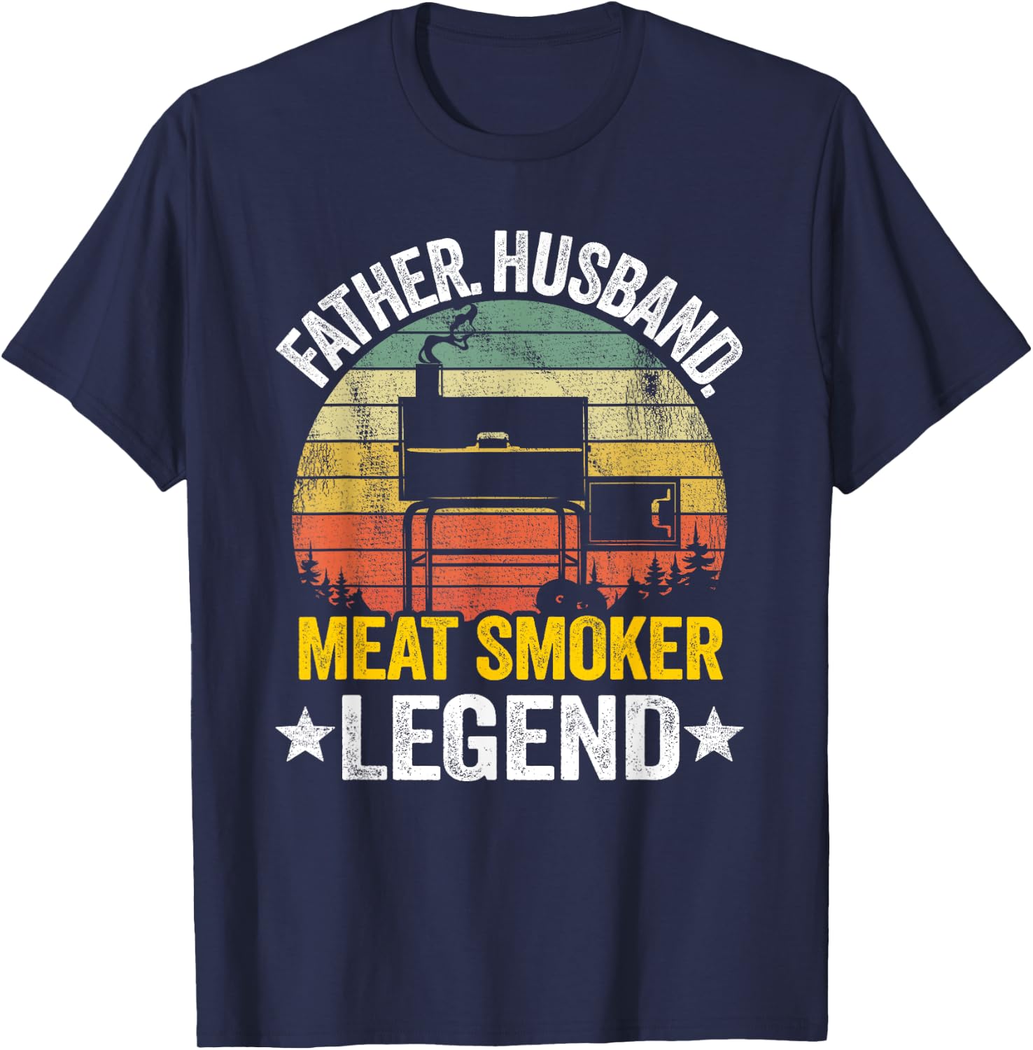 Father Husband Meat Smoker Legend Grilling Dad Meat Smoking T-Shirt - T-Shirt | Navy