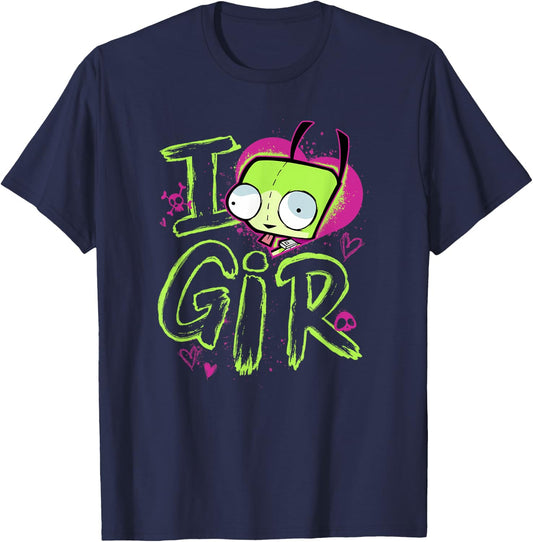 Invader Zim Valentine's Day I Love Gir Small T-Shirt - T-Shirt | Navy