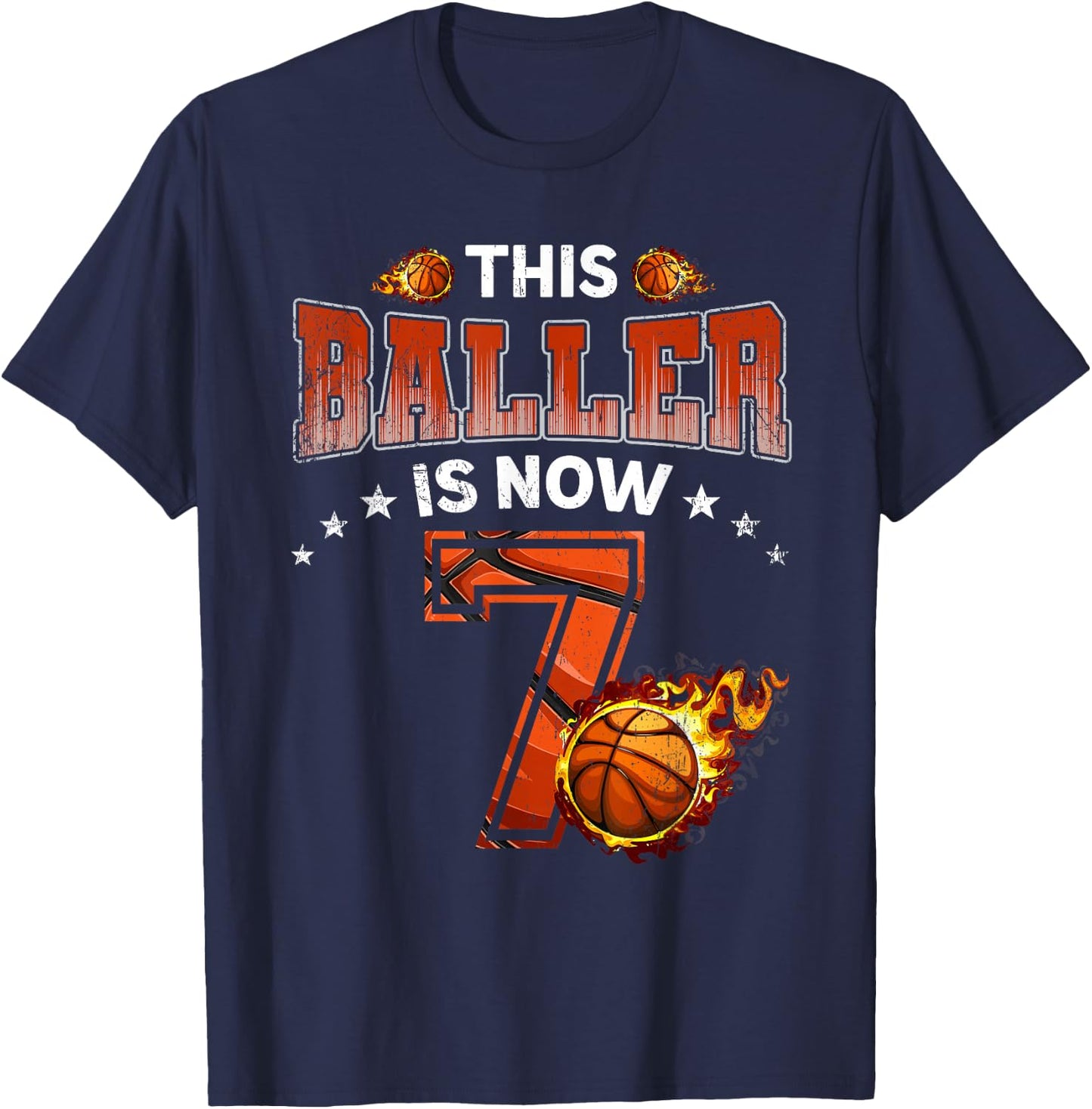 7th Birthday Boys Basketball Player Gifts 7 Years Old Kids T-Shirt - T-Shirt | Navy