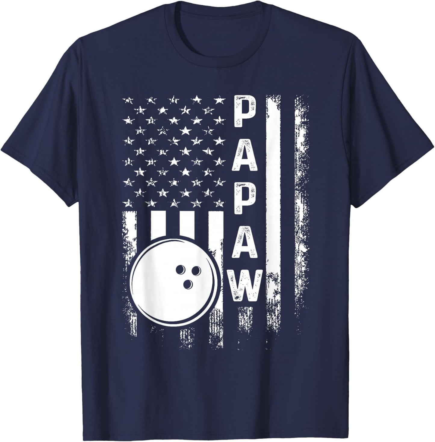 Bowling Papaw American Flag Vintage Christmas Xmas T-Shirt - T-Shirt | Navy