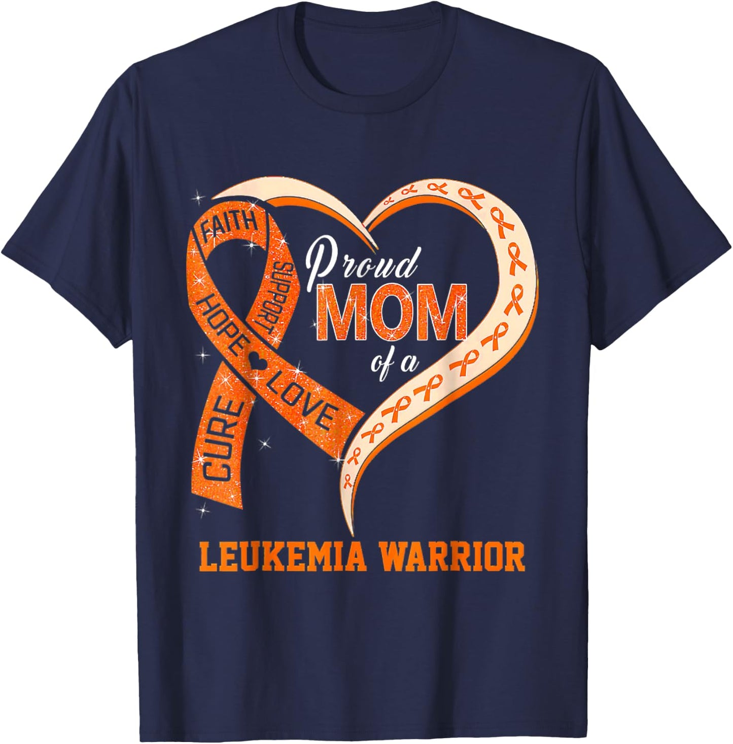 Leukemia Awareness Proud Mom Of A Leukemia Warrior T-Shirt - T-Shirt | Navy