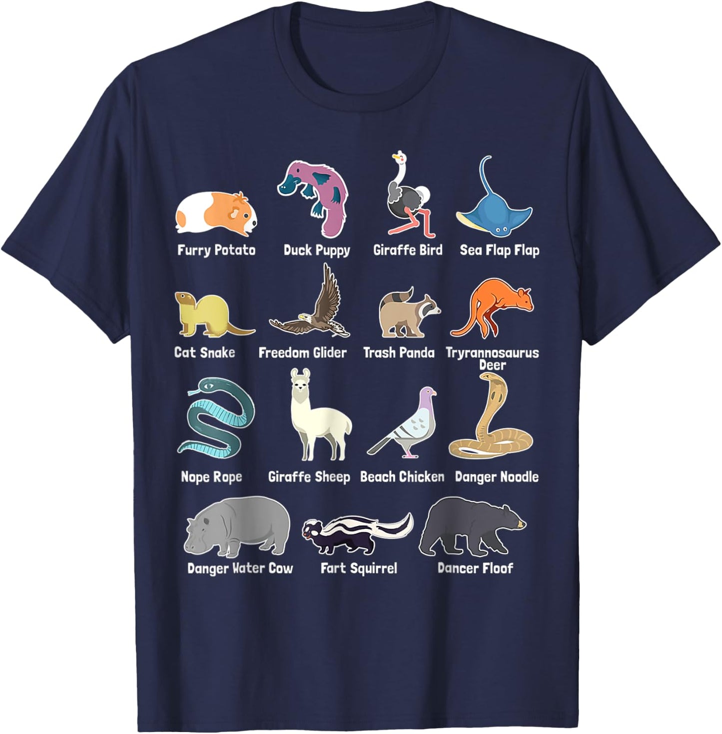 Animals Of The World - Rare Exotic Animals Funny Memes Gift T-Shirt - T-Shirt | Navy