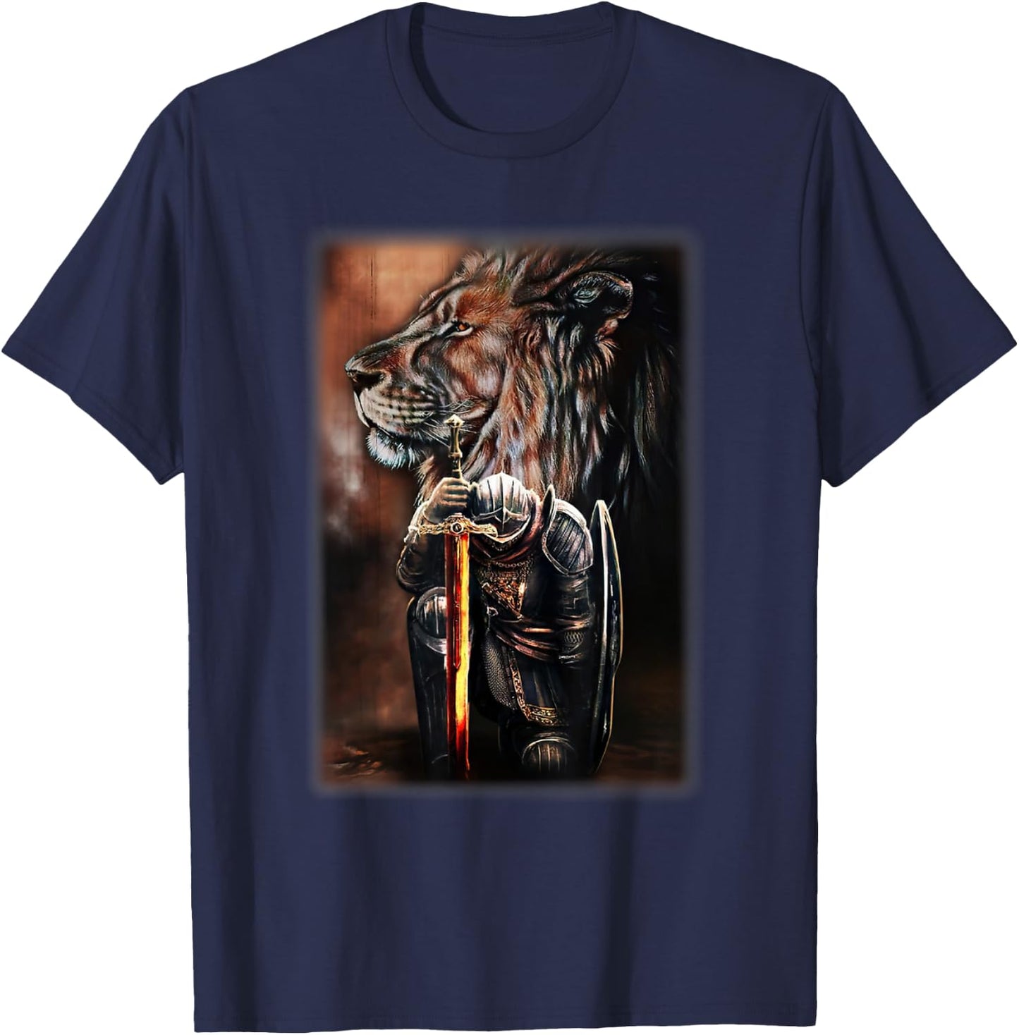 Knight Templar God Lion Christian Jesus Lover T-Shirt - T-Shirt | Navy