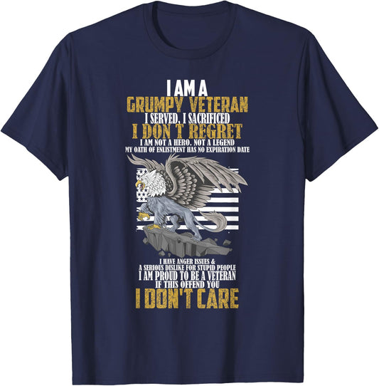 I Am A Grumpy Old Veteran I Served I Sacrificed T-Shirt - T-Shirt | Navy