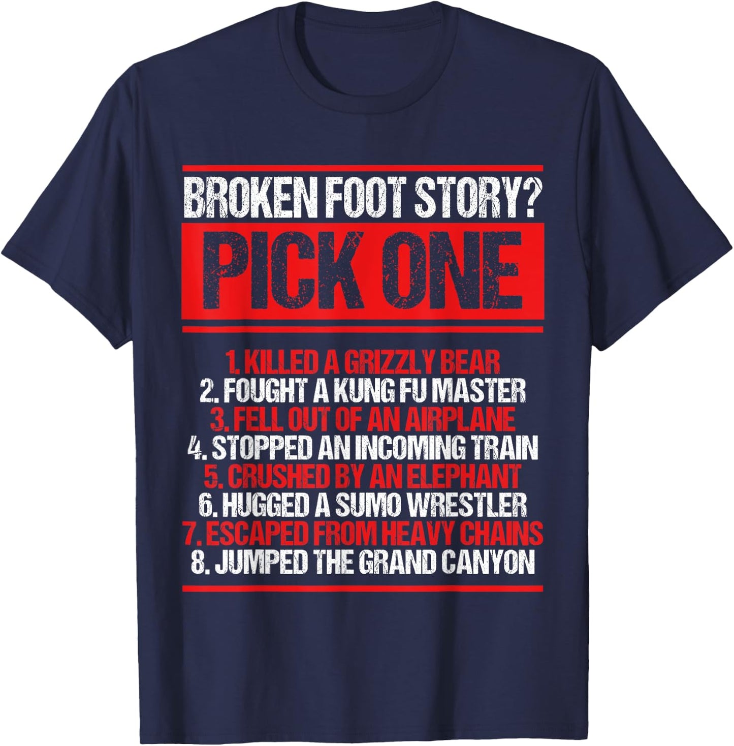 Broken Foot Survivor Funny Broken Foot Recovery Warrior T-Shirt - T-Shirt | Navy