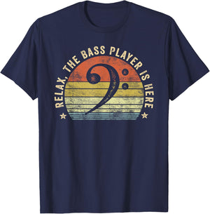 Relax The Bass Player is Here Bassist Gifts Music Guitar Small T-Shirt - T-Shirt | Navy