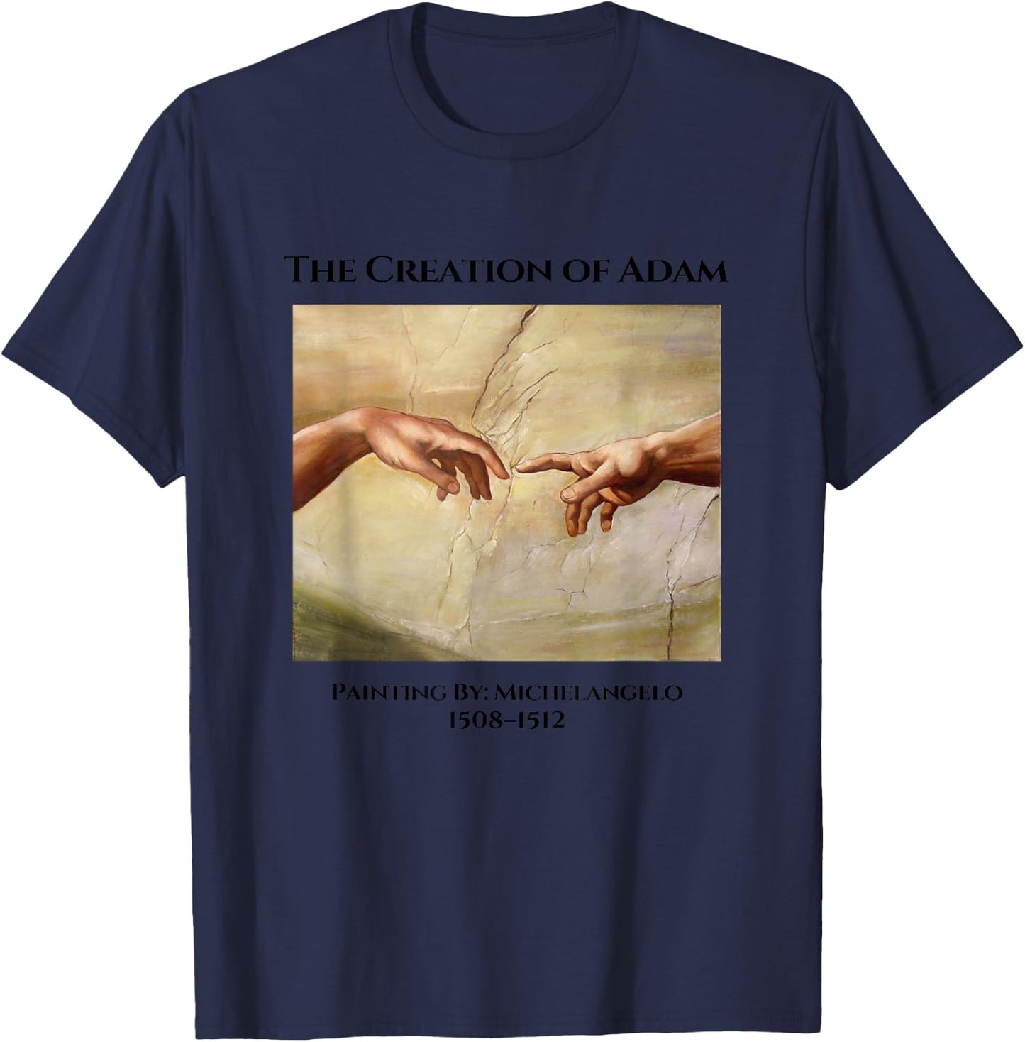 The Creation of Adam Novelty Graphic & Cool Art Designs T-Shirt - T-Shirt | Navy
