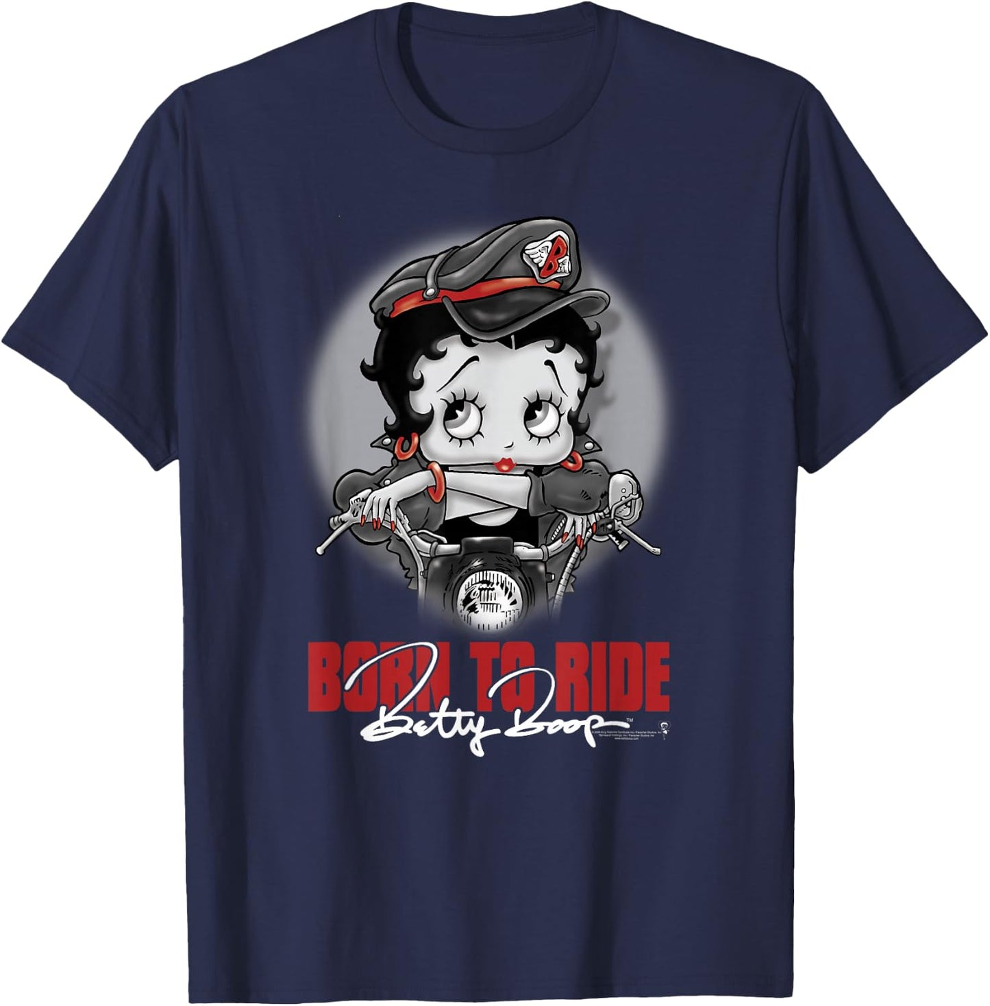 Betty Boop Born to Ride T-Shirt - T-Shirt | Navy