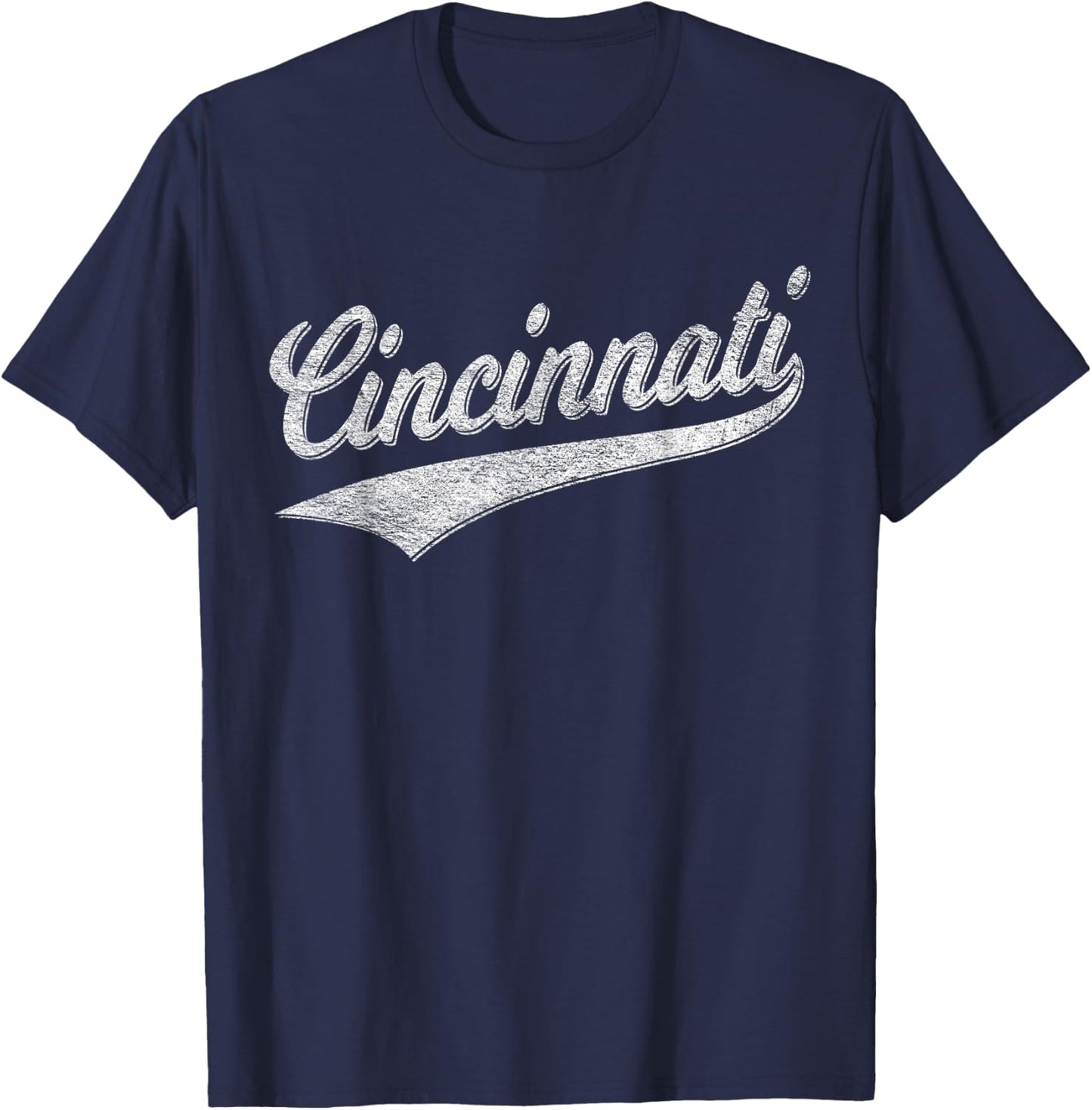 Cincinnati Ohio Retro Script Sports Jersey Flag T-Shirt - T-Shirt | Navy
