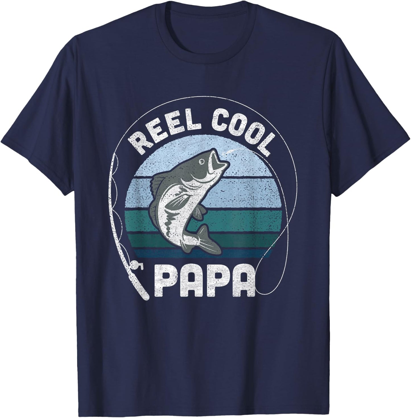 Funny Reel Cool Papa Fishing Fathers Day T-Shirt - T-Shirt | Navy