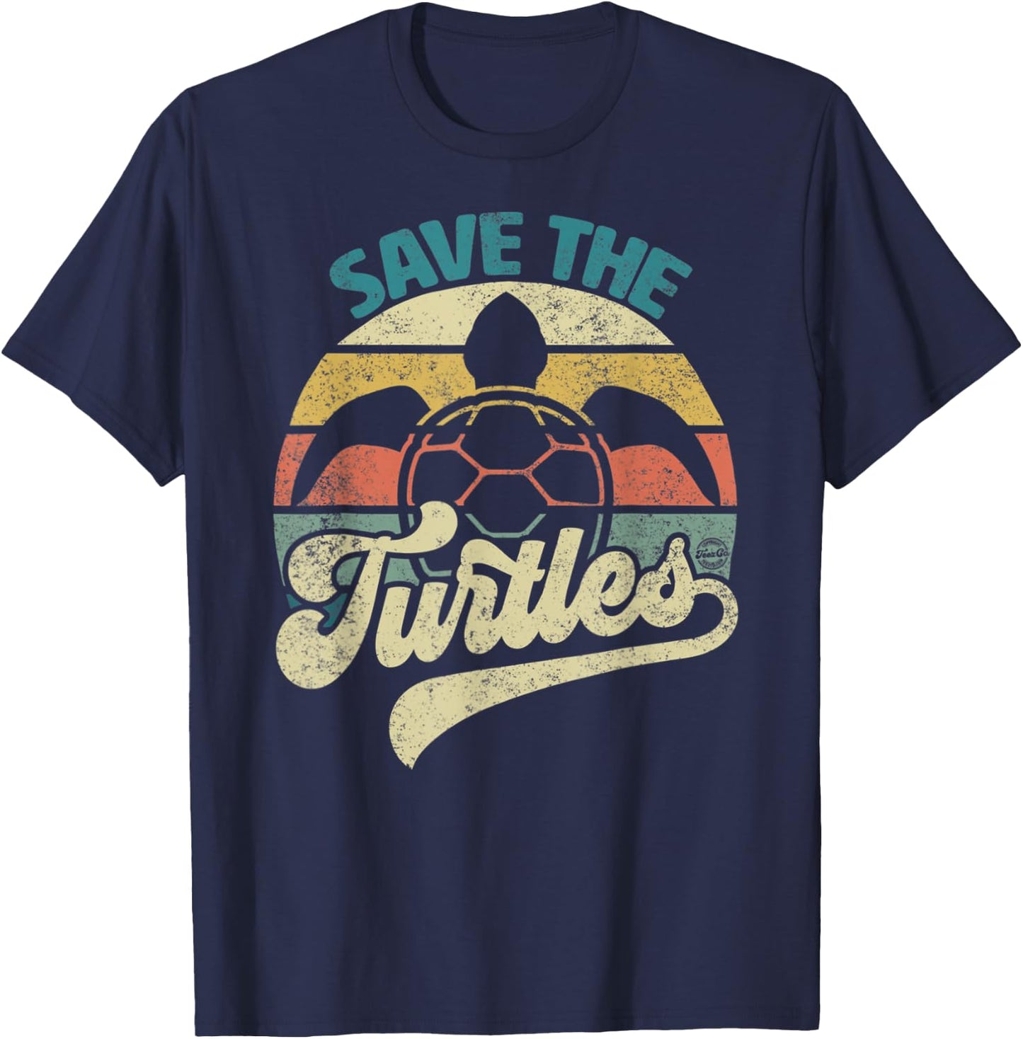 Save The Turtles Retro T-Shirt - T-Shirt | Navy