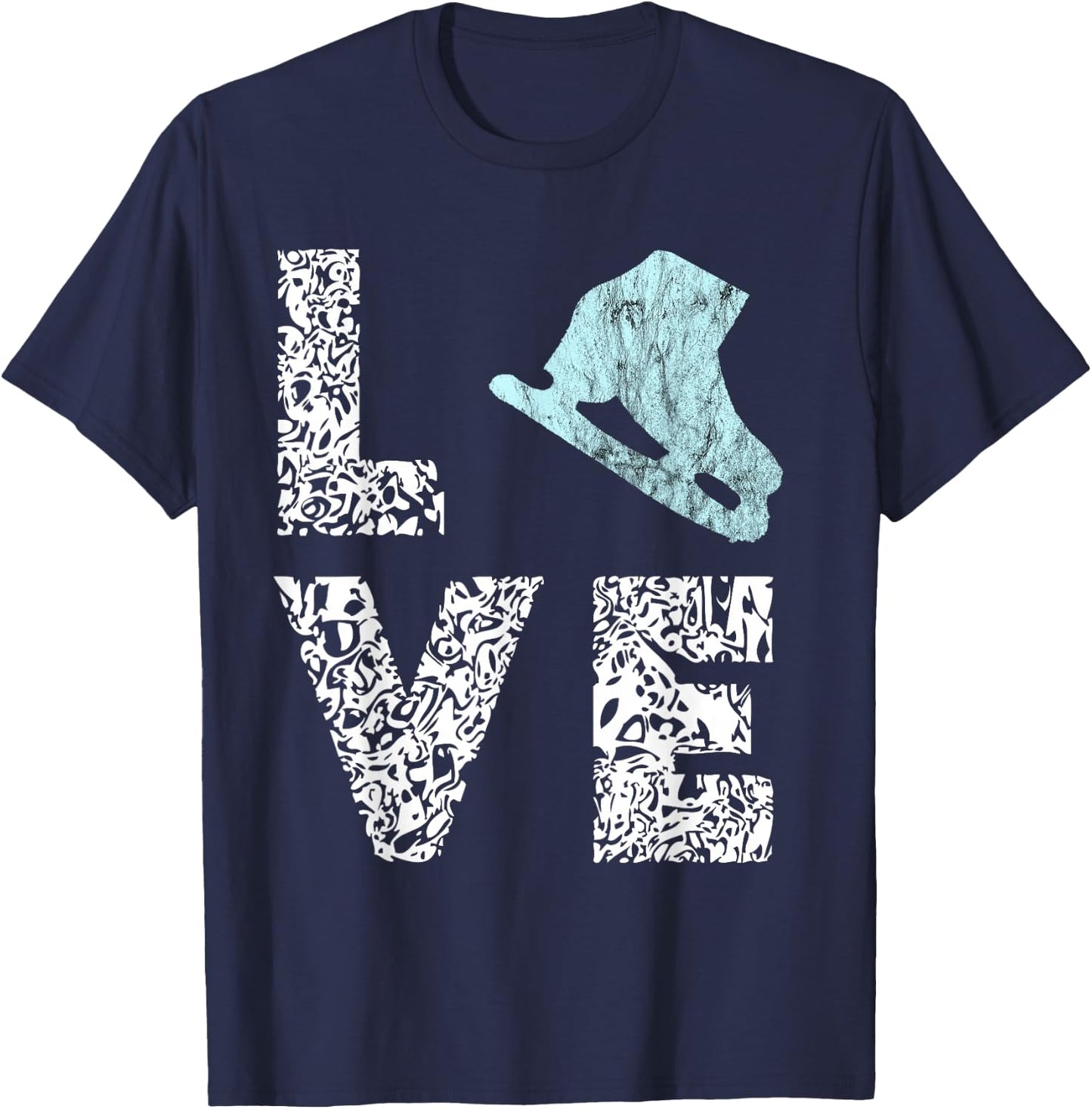 Ice Skates Figure Skating Ice Skates Rink Skate T-Shirt - T-Shirt | Navy