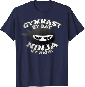 Cute GYMNAST Day NINJA by NIGHT Gymnastics Team Girl Flippin T-Shirt - T-Shirt | Navy
