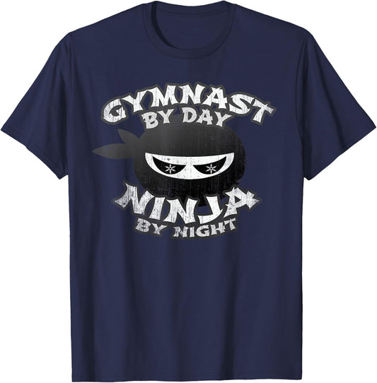 Cute GYMNAST Day NINJA by NIGHT Gymnastics Team Girl Flippin T-Shirt - T-Shirt | Navy