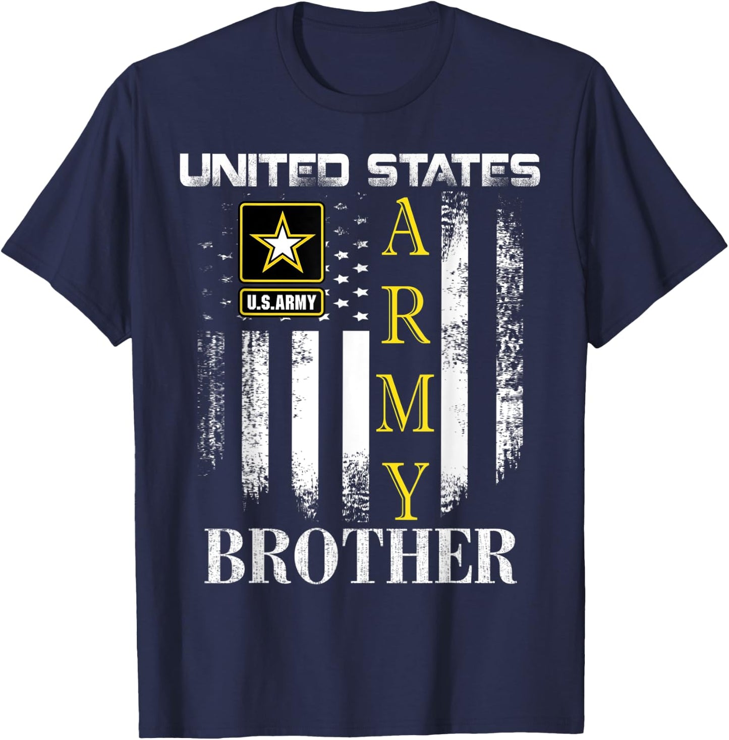 Vintage United States Army Brother With American Flag Gift Women Kids Men T-Shirt - T-Shirt | Navy