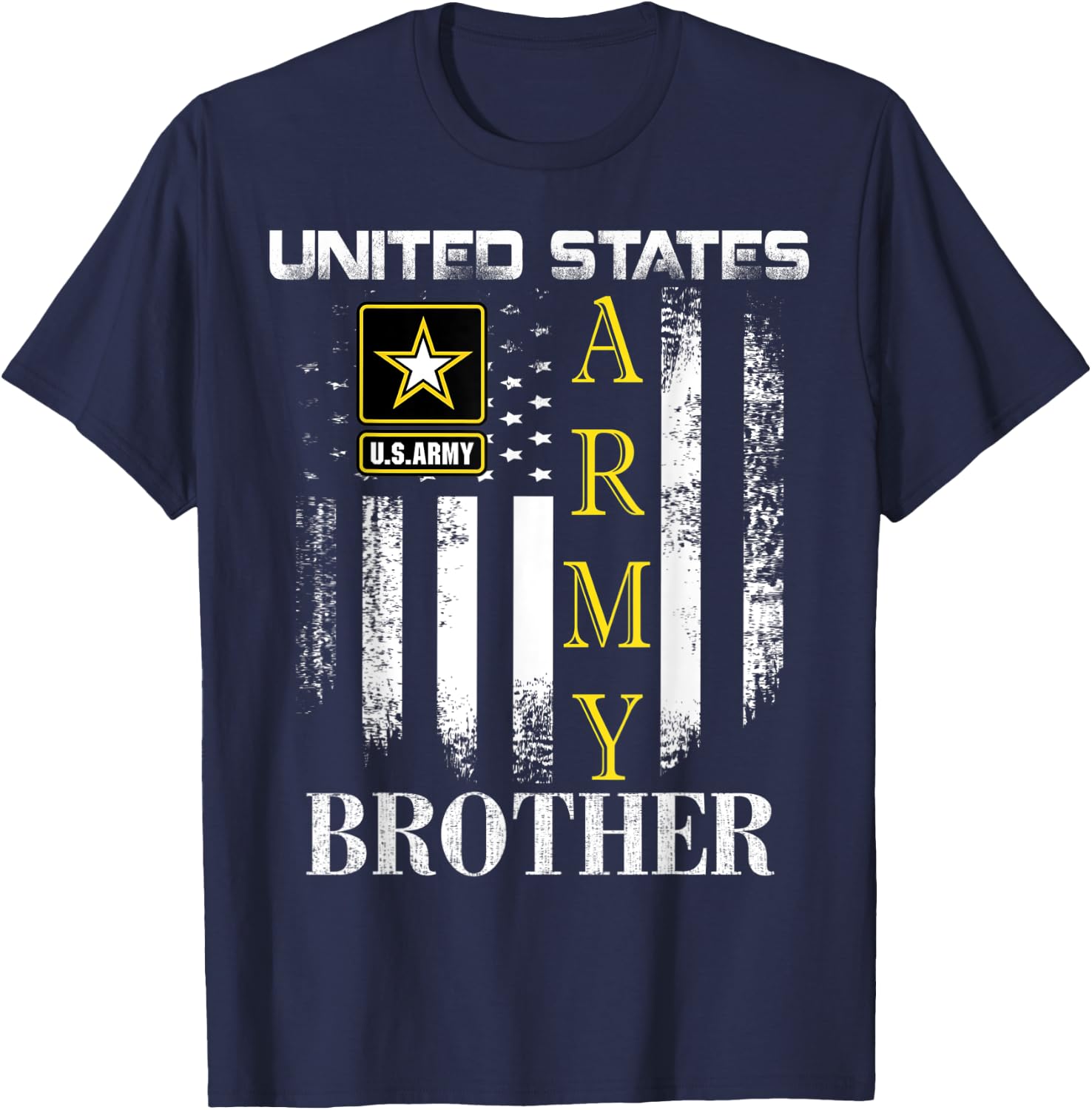 Vintage United States Army Brother With American Flag Gift Women Kids Men T-Shirt - T-Shirt | Navy