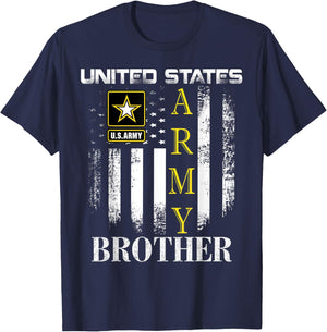 Vintage United States Army Brother With American Flag Gift Women Kids Men T-Shirt - T-Shirt | Navy