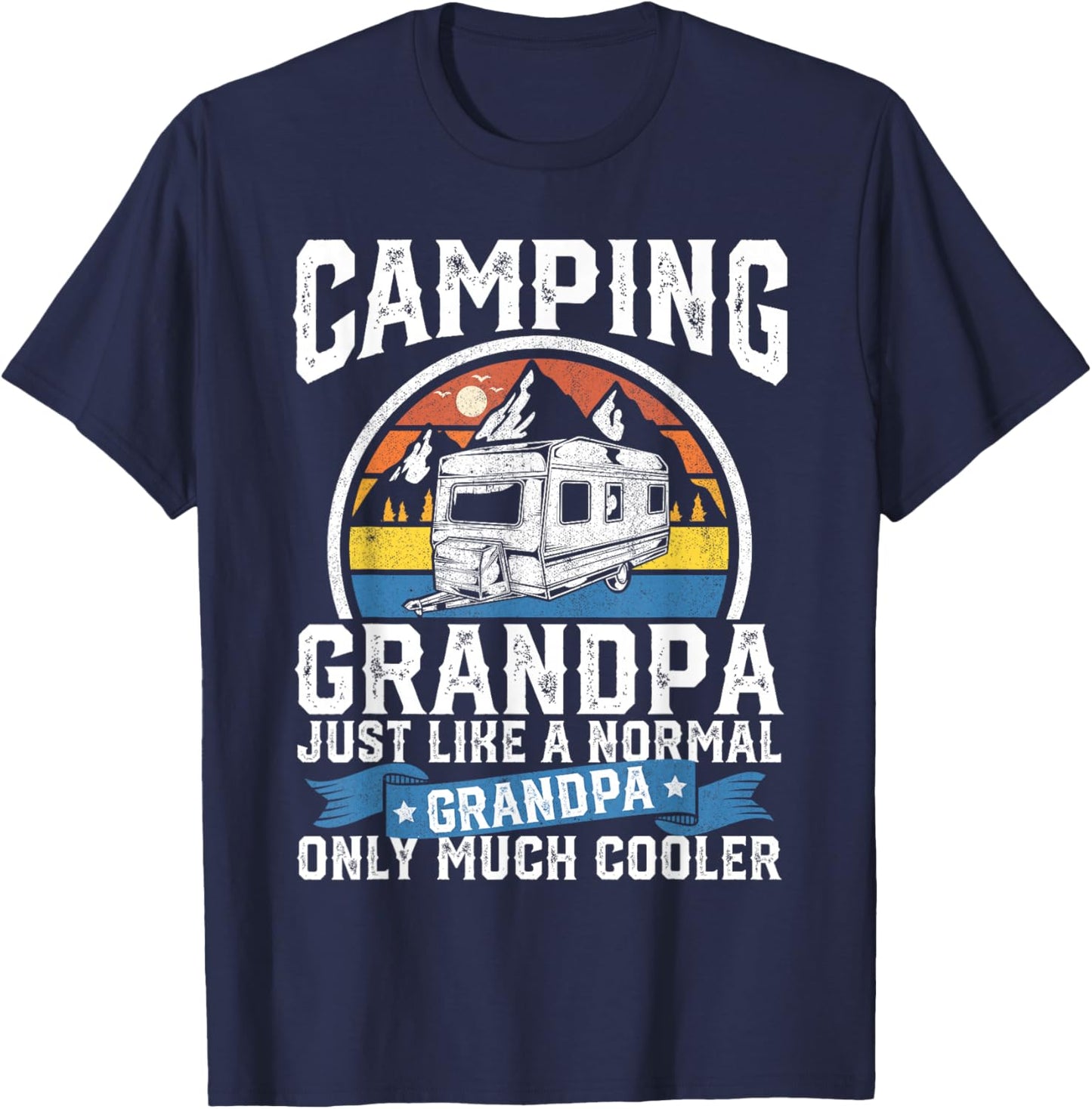 Camping Grandpa Funny Camper RV Retro Papa Outdoors Gift T-Shirt - T-Shirt | Navy