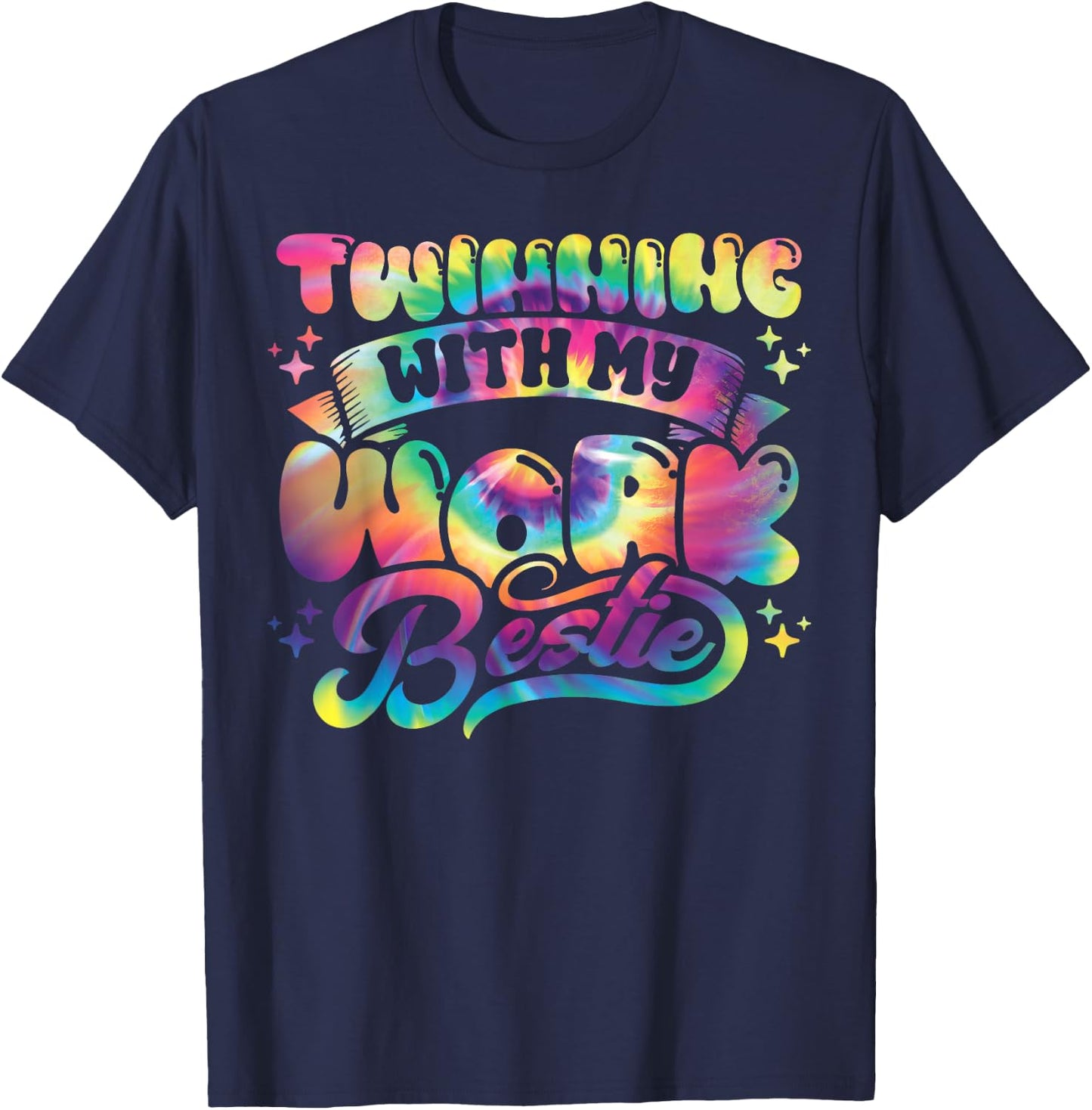 Spirit Week Twin Day Twinning with My Work Bestie Tie Dye T-Shirt - T-Shirt | Navy