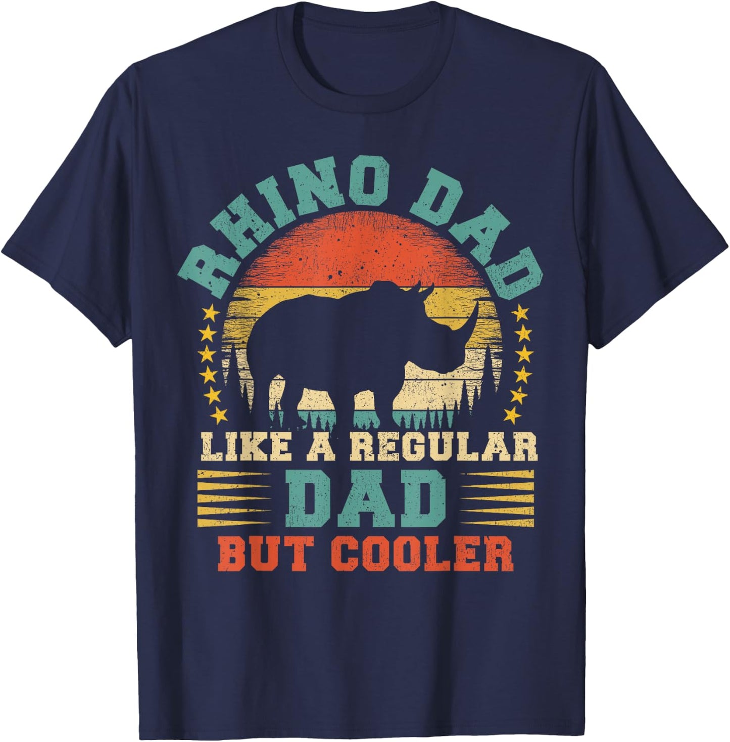 Vintage Rhino Dad Like A Regular Dad Rhino Father's Day T-Shirt - T-Shirt | Navy
