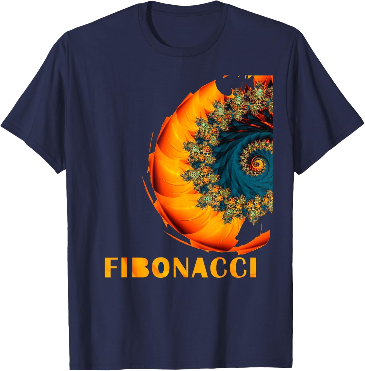 Mega Geometric Sacred Geometry Shirts Fibonacci Flower Circle Black Adult Casual Modern Short Sleeve T-Shirt - T-Shirt | Navy