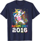 Awesome Since 2016 Girls Boys Dabbing Unicorn Birthday T-Shirt - T-Shirt | Navy