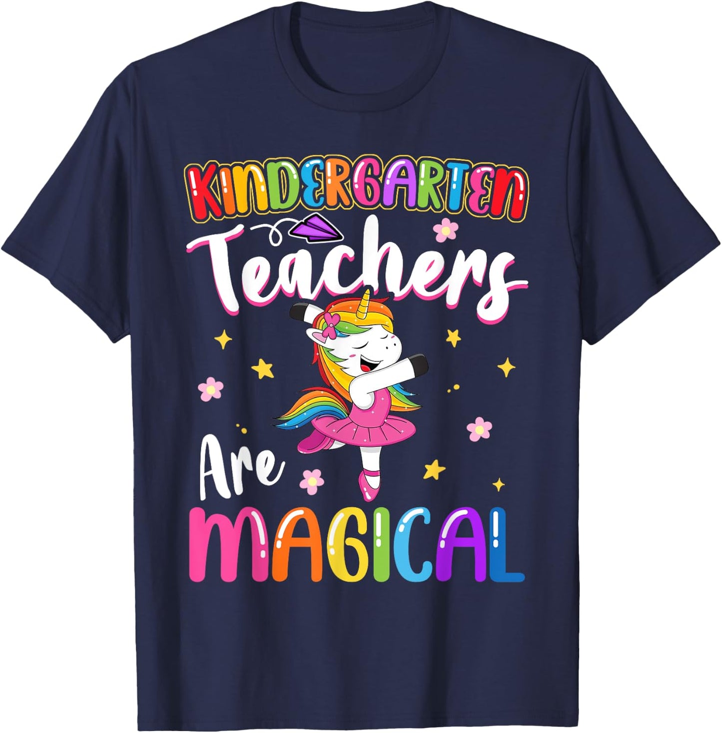 Kindergarten Teachers Are Magical | Unicorn Teacher T-Shirt - T-Shirt | Navy