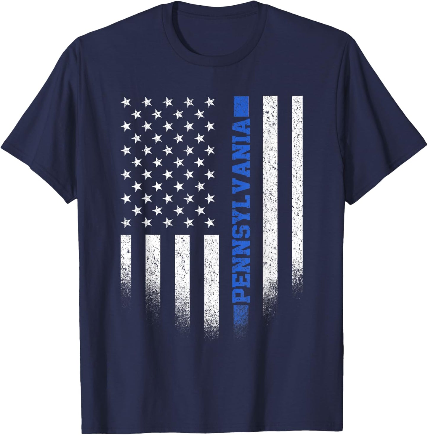 Pennsylvania State Blue Line US Flag PA Police Officer T-Shirt - T-Shirt | Navy