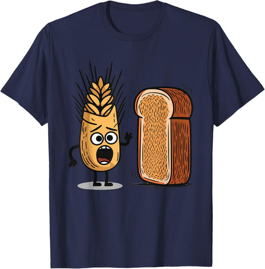 Surprised Wheat Looking At Bread T-Shirt - T-Shirt | Navy