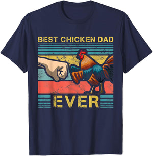 Best Chicken Dad Ever Farming Rooster Hen Poultry Business T-Shirt - T-Shirt | Navy