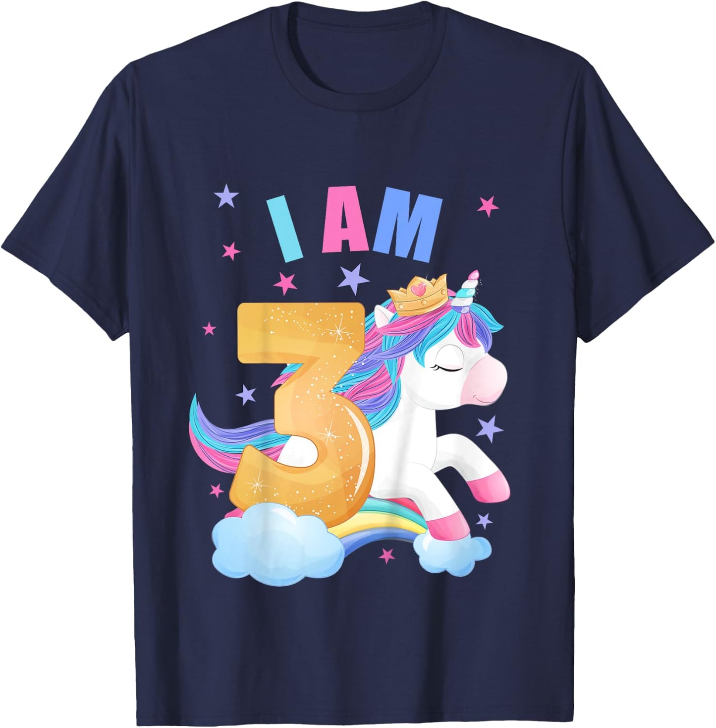 3 Years old 3 birthday outfit Boy girl Unicorn T-Shirt - T-Shirt | Navy