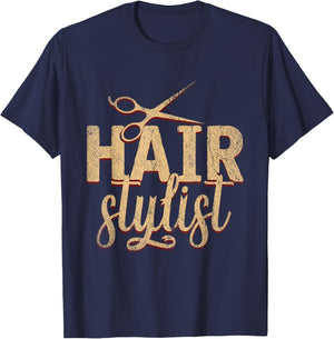 Hairdresser Salon Scissors Barber Gift Profession Hair Stylist T-Shirt - T-Shirt | Navy