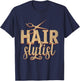 Hairdresser Salon Scissors Barber Gift Profession Hair Stylist T-Shirt - T-Shirt | Navy