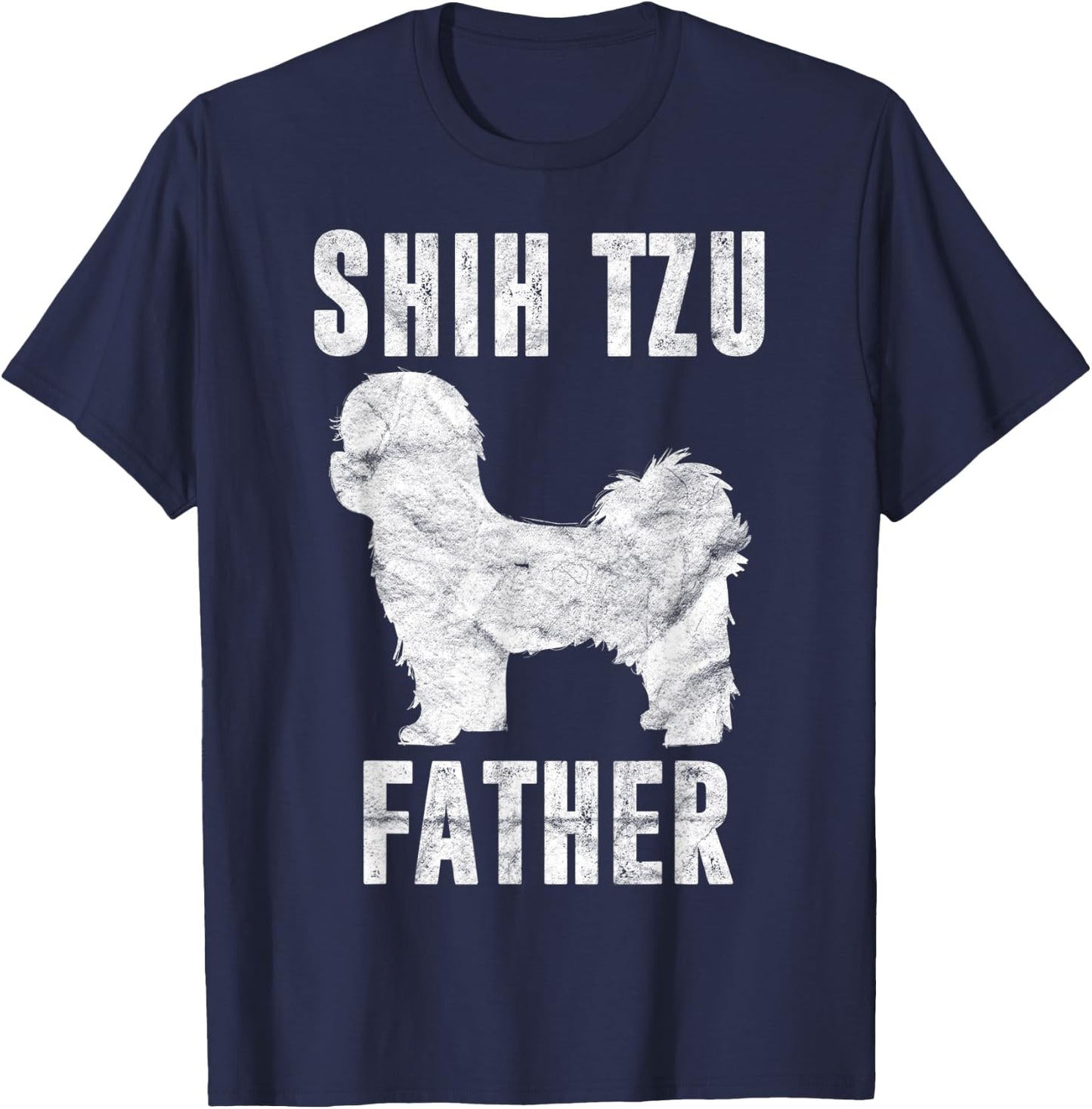Vintage Shih Tzu Dad Gift Daddy Apparel Dog Father Pet Lover Women Kids T-Shirt - T-Shirt | Navy