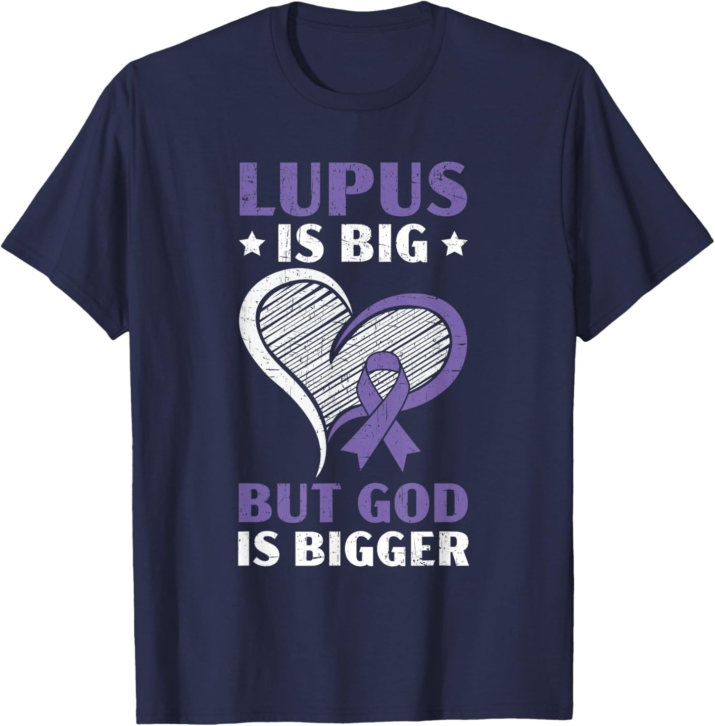 Lupus Awareness Purple Ribbon SLE Autoimmune Disease T-Shirt - T-Shirt | Navy