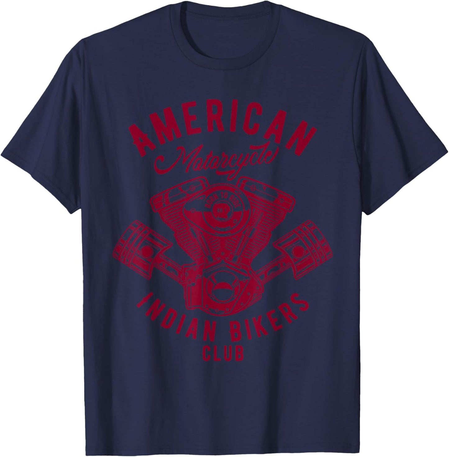retro American Motorcycle Indian Bikers Club T Shirt T-Shirt - T-Shirt | Navy