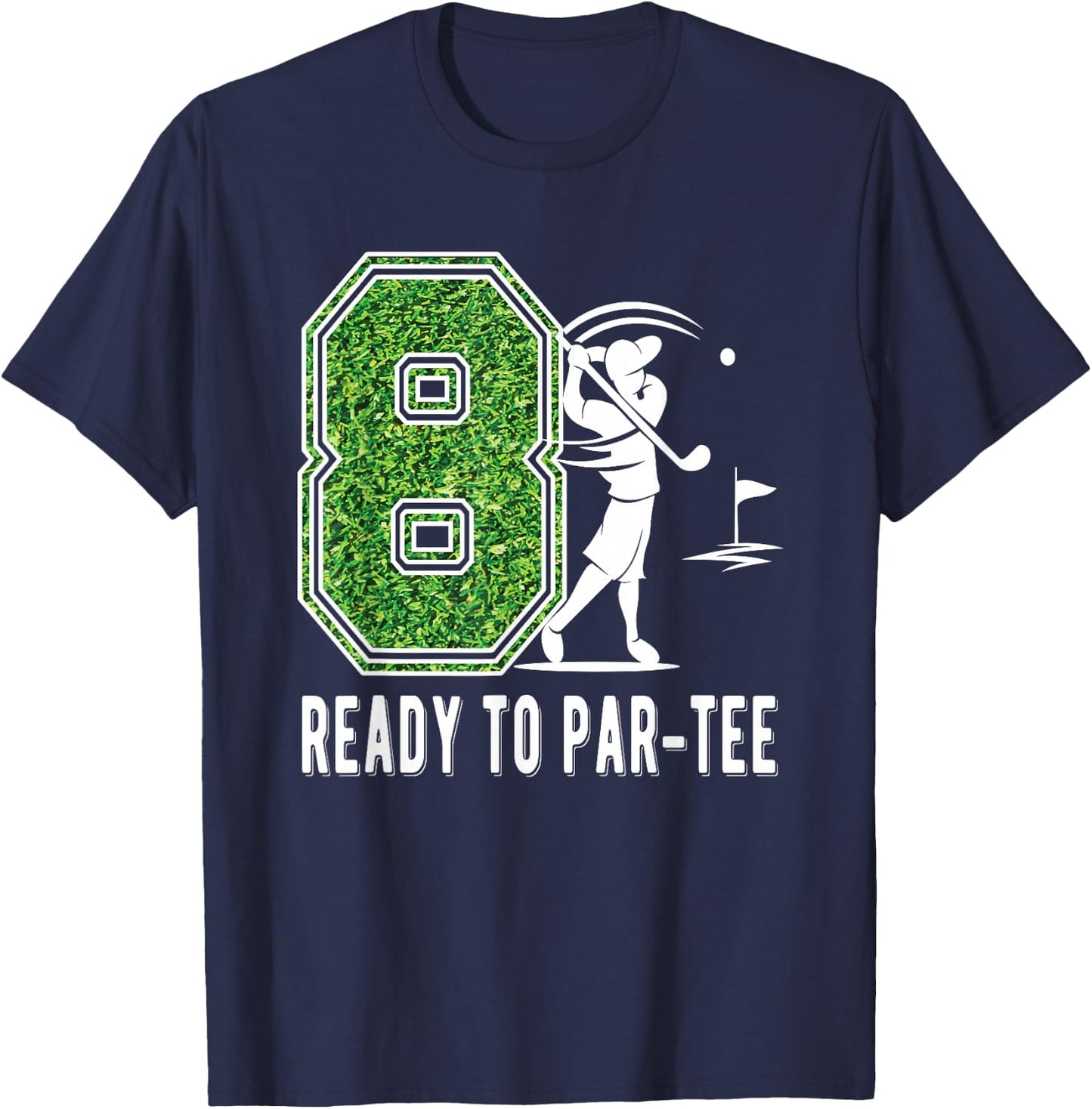 8th Birthday Golfer Boy Eight Year Old Golf Player T-Shirt - T-Shirt | Navy