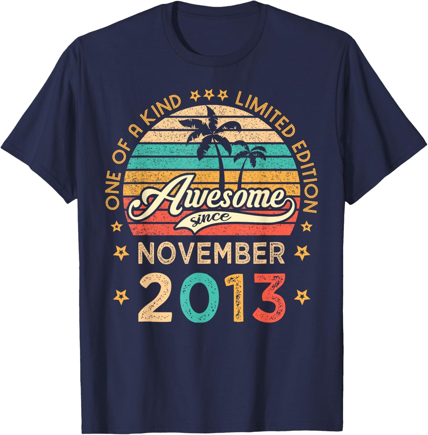Awesome Since November 2013 Limited Edition Vintage Birthday T-Shirt - T-Shirt | Navy