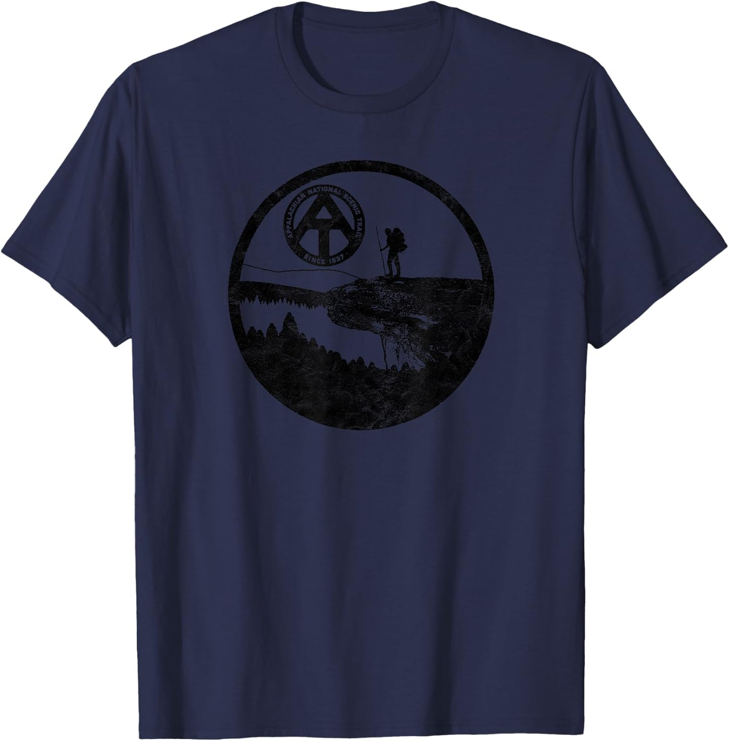 Mountain Life Appalachian Trail Shirts - Men's Grey Graphic , Small, Short Sleeve, Classic Fit, Polyester, Hiking, Camping T-Shirt - T-Shirt | Navy