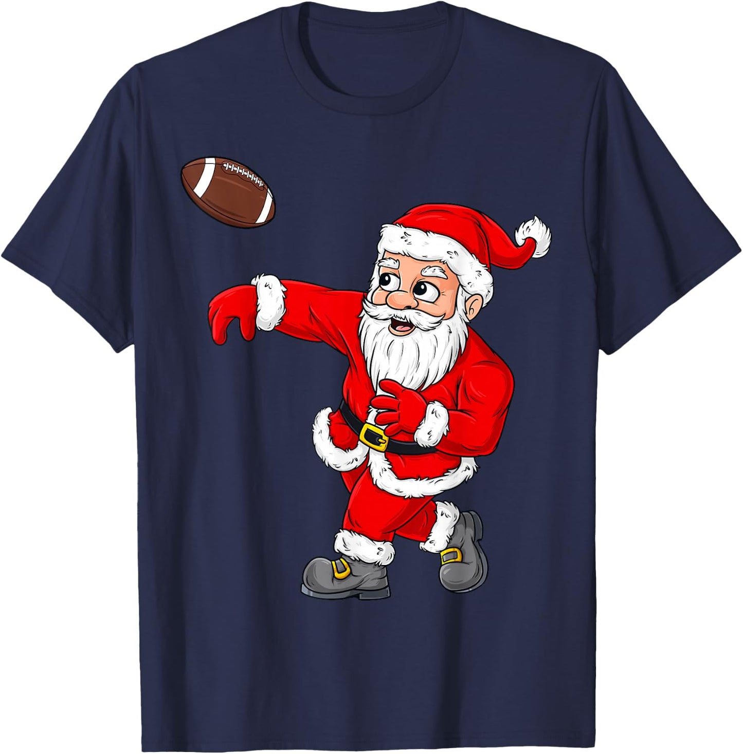 Christmas Santa Claus Football Quarterback Boys Kids Xmas T-Shirt - T-Shirt | Navy