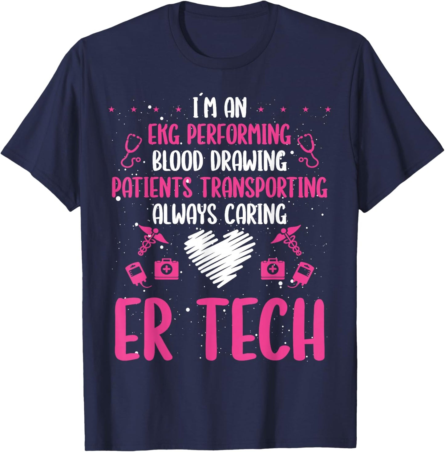 ER Tech Badge Buddy Emergency Room Technician Essentials T-Shirt - T-Shirt | Navy