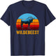 Retro Vintage Style Sunset Wildebeest T-Shirt - T-Shirt | Navy