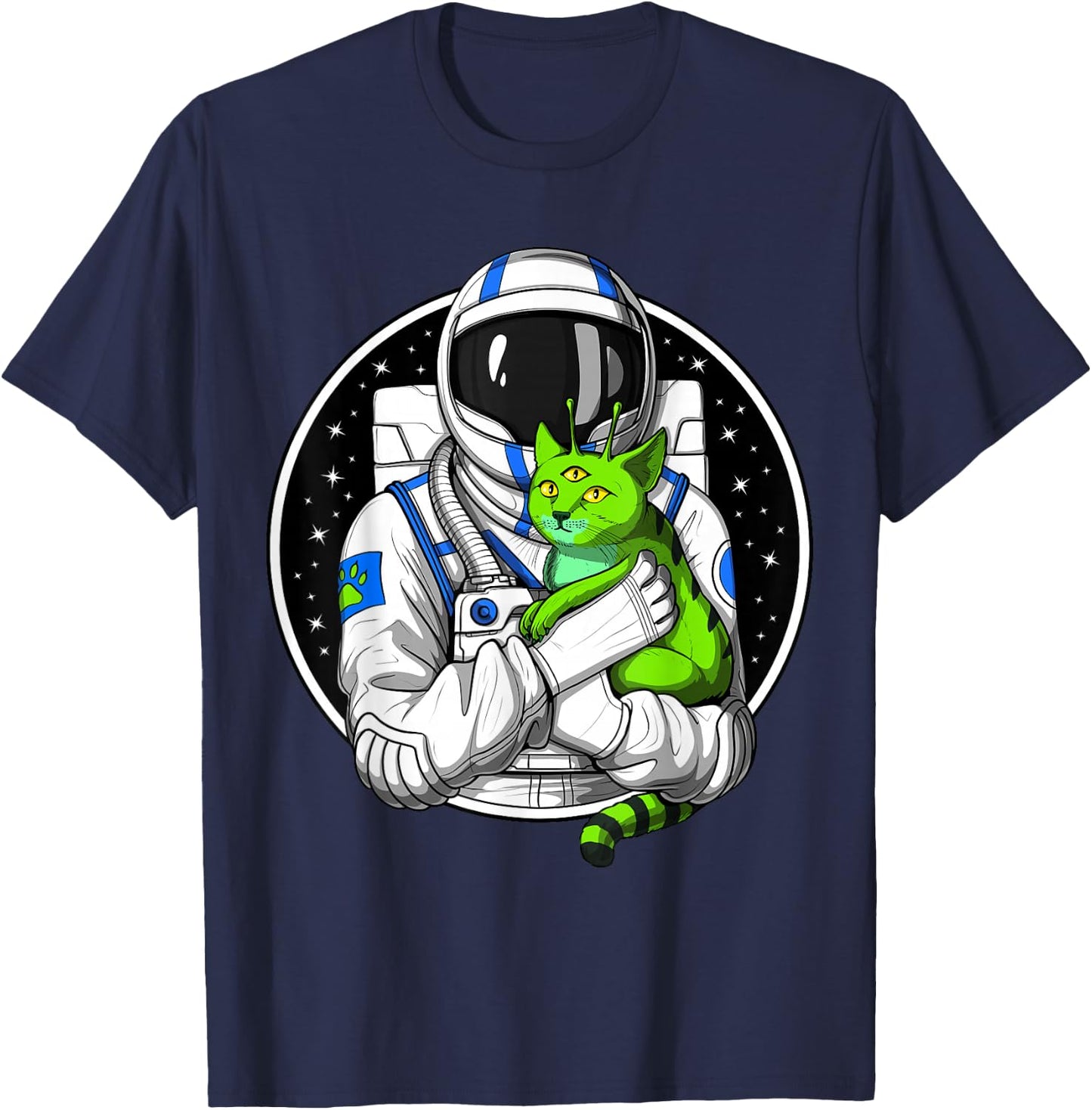 Astronaut Cat Space Alien Funny Astronaut T-Shirt - T-Shirt | Navy