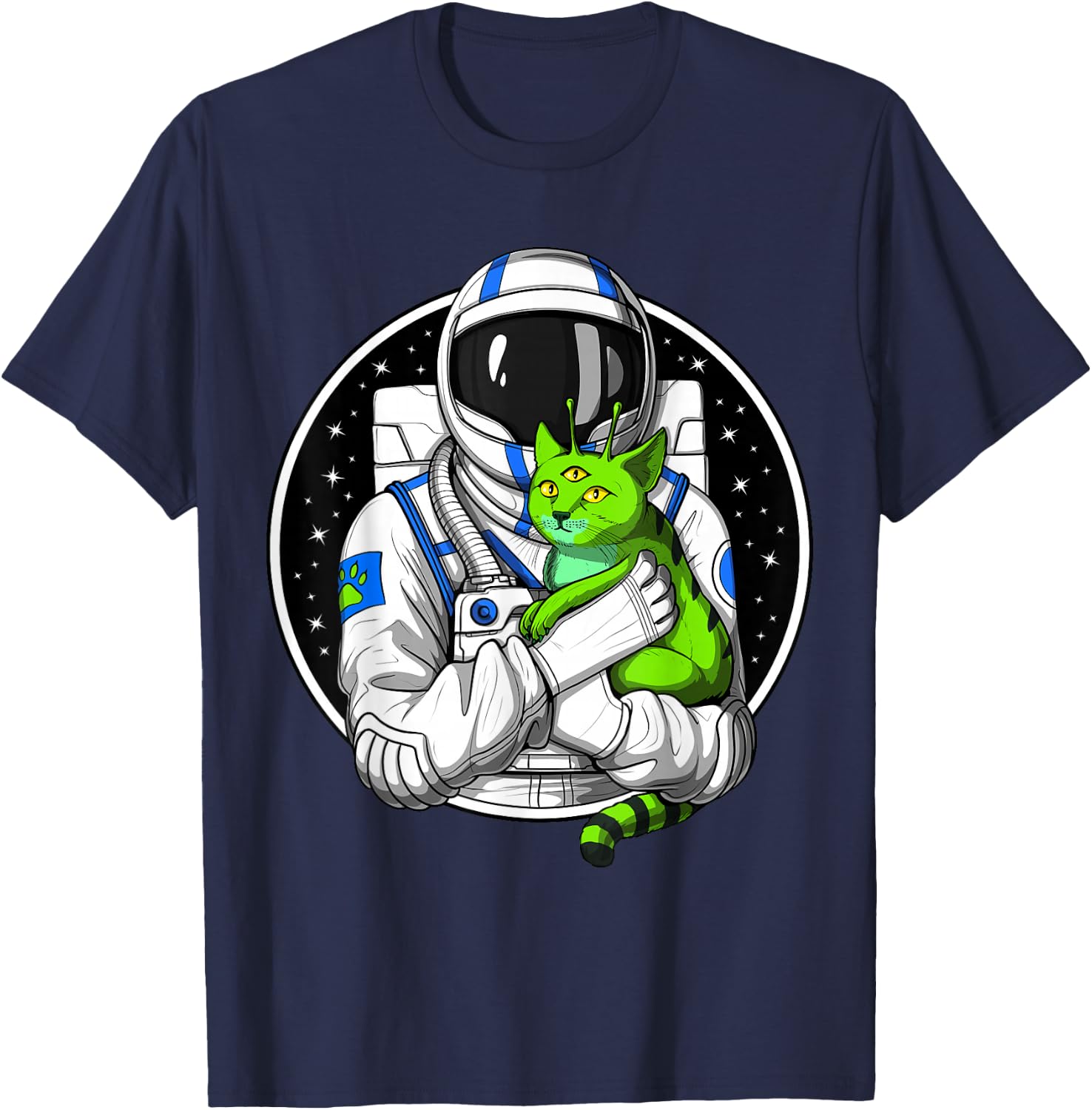 Astronaut Cat Space Alien Funny Astronaut T-Shirt - T-Shirt | Navy