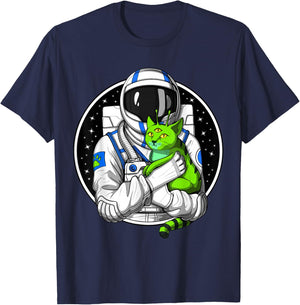 Astronaut Cat Space Alien Funny Astronaut T-Shirt - T-Shirt | Navy