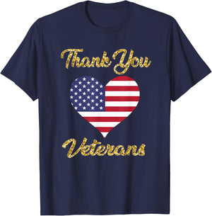 Veterans Day with American Flag Dad Women Kids T-Shirt - T-Shirt | Navy